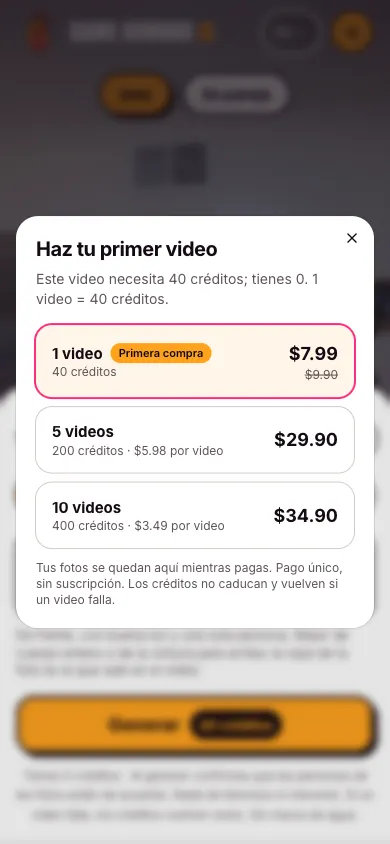 Botón Generar de Dame Hombro IA con el precio en créditos
